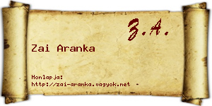 Zai Aranka névjegykártya